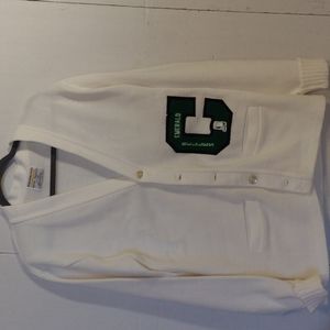 Vintage Letter Sweater Southlake Carroll White w/ Emerald Colored Emblem Size 42